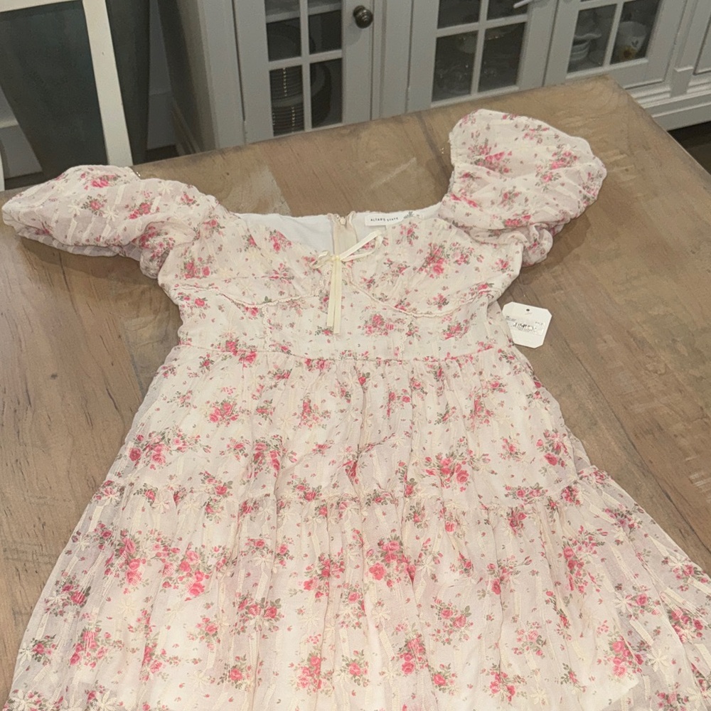 Altar'd State Cream Dress with Pink Floral Print
